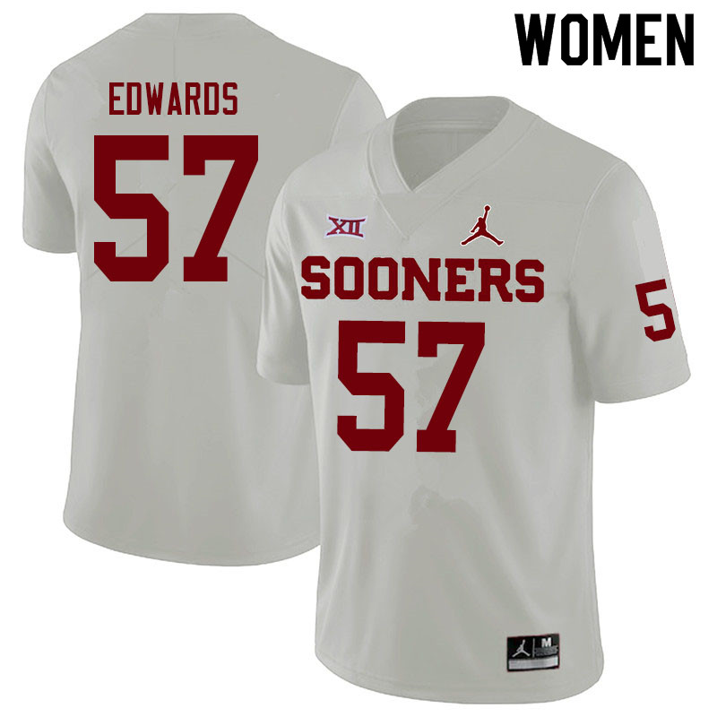 Women #57 Zach Edwards Oklahoma Sooners Jordan Brand College Football Jerseys Sale-White - Click Image to Close